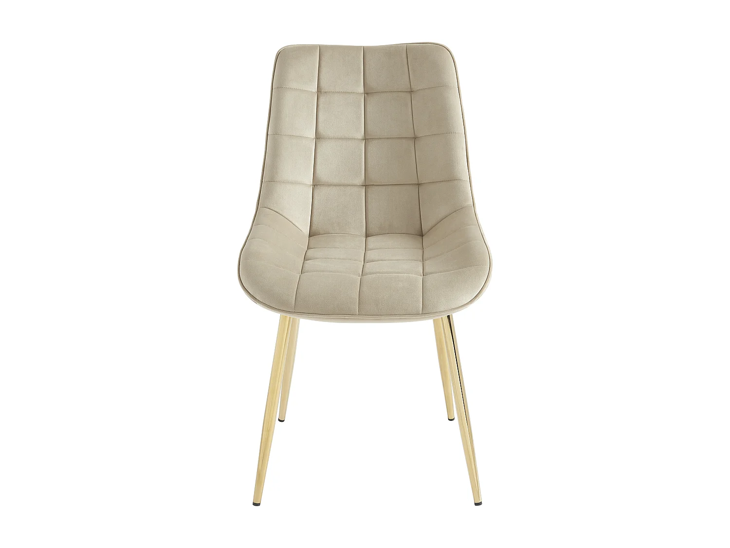 Polsterstuhl 2er-Set - Samt & goldfarbenes Metall - Beige - OLLUA