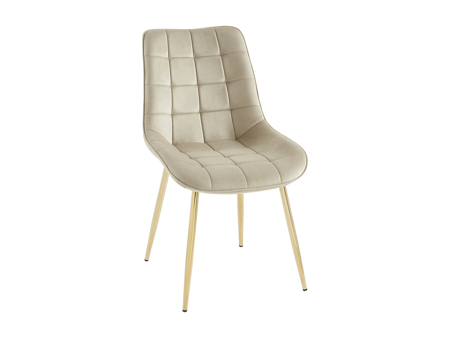 Polsterstuhl 2er-Set - Samt & goldfarbenes Metall - Beige - OLLUA