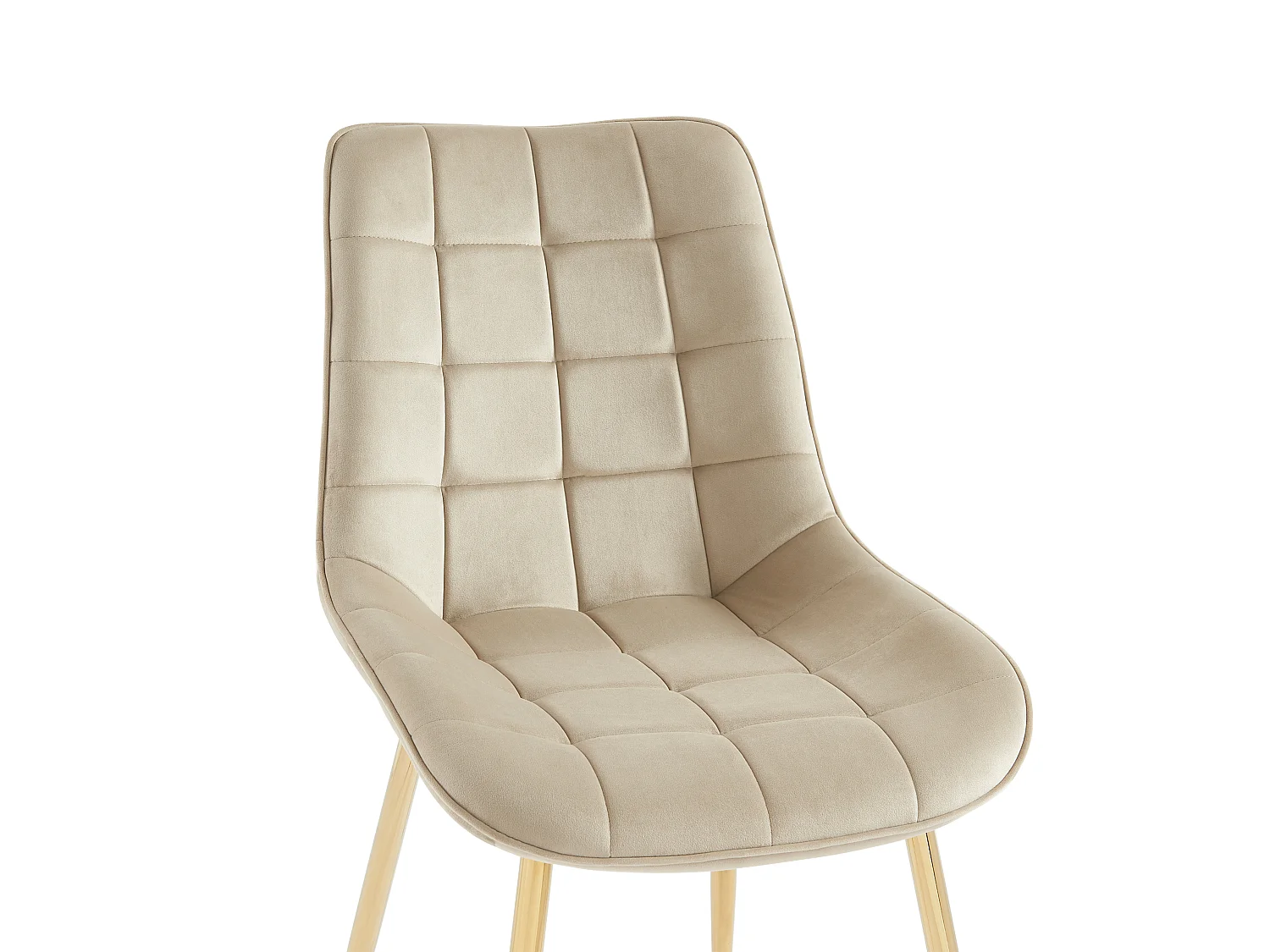 Polsterstuhl 2er-Set - Samt & goldfarbenes Metall - Beige - OLLUA