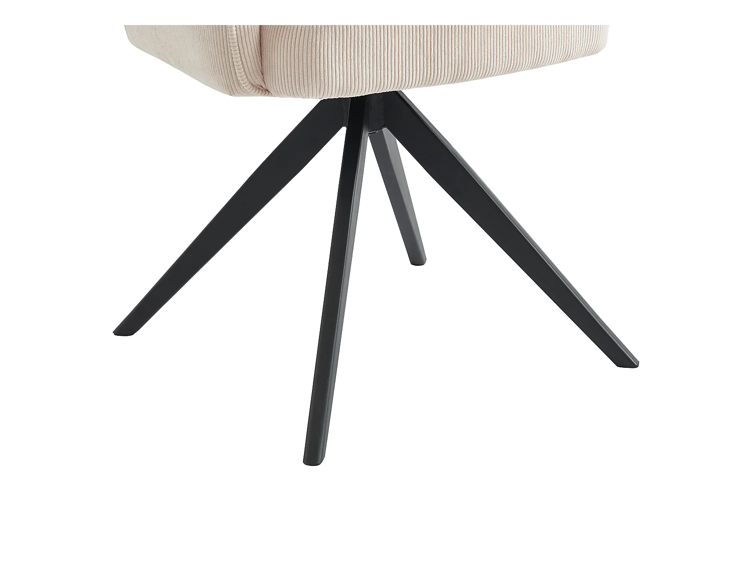 Drejestol med armlæn i fløjlsvelour og sort metal - Cream - KONYA