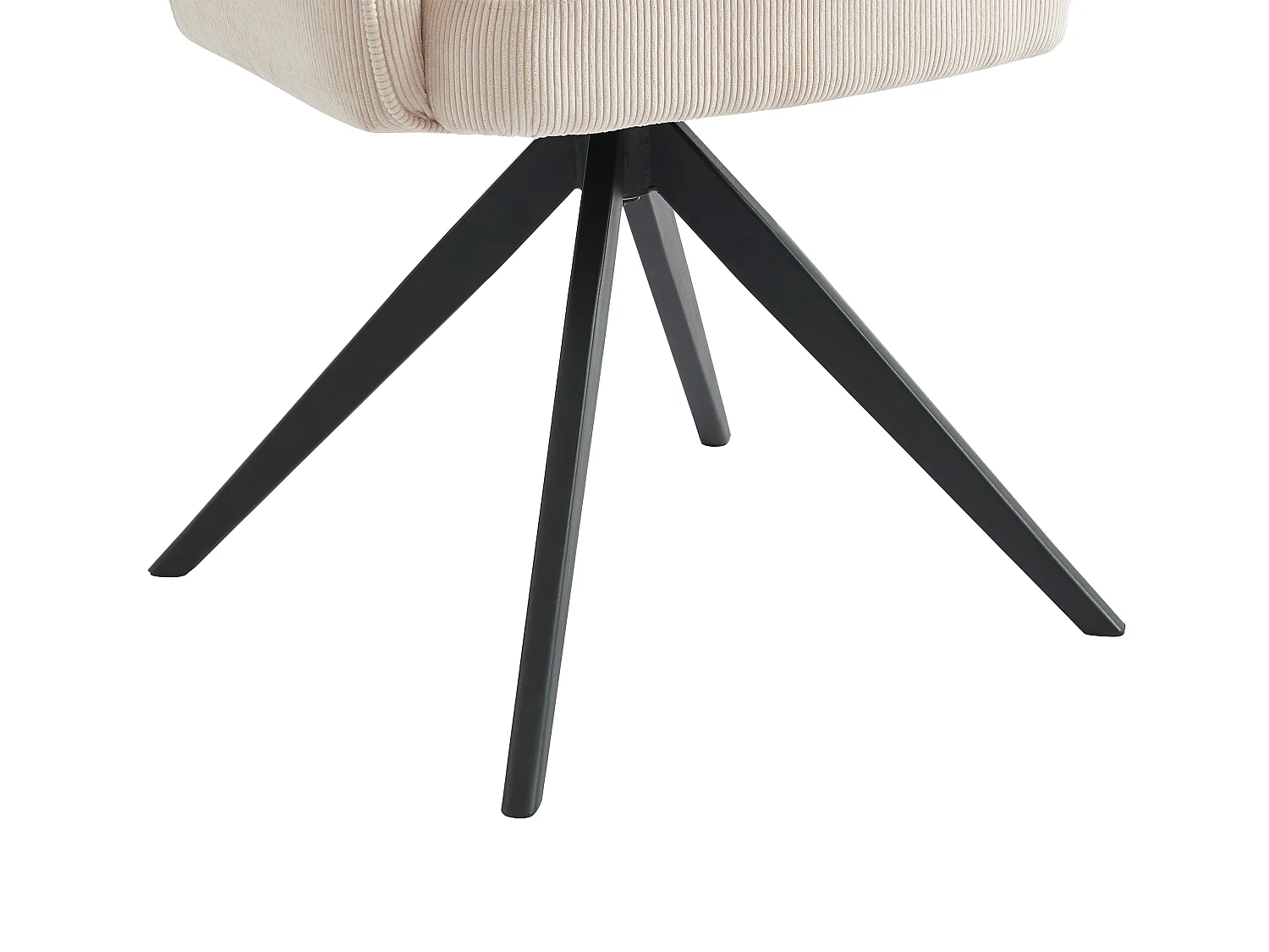 Chaise pivotante avec accoudoirs en velours côtelé et métal noir - Crème - KONYA