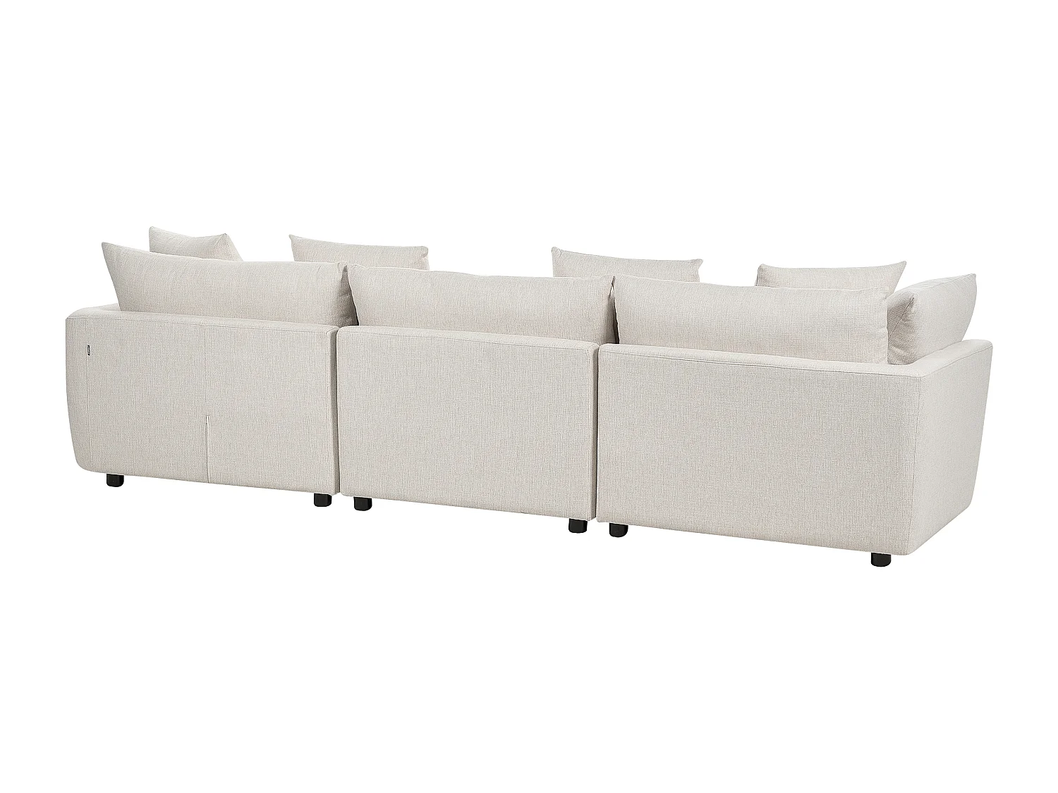 3-Sitzer Sofa Stoffbezug weiß mit vielen Dekokissen dicken Sitzkissen Sigtuna