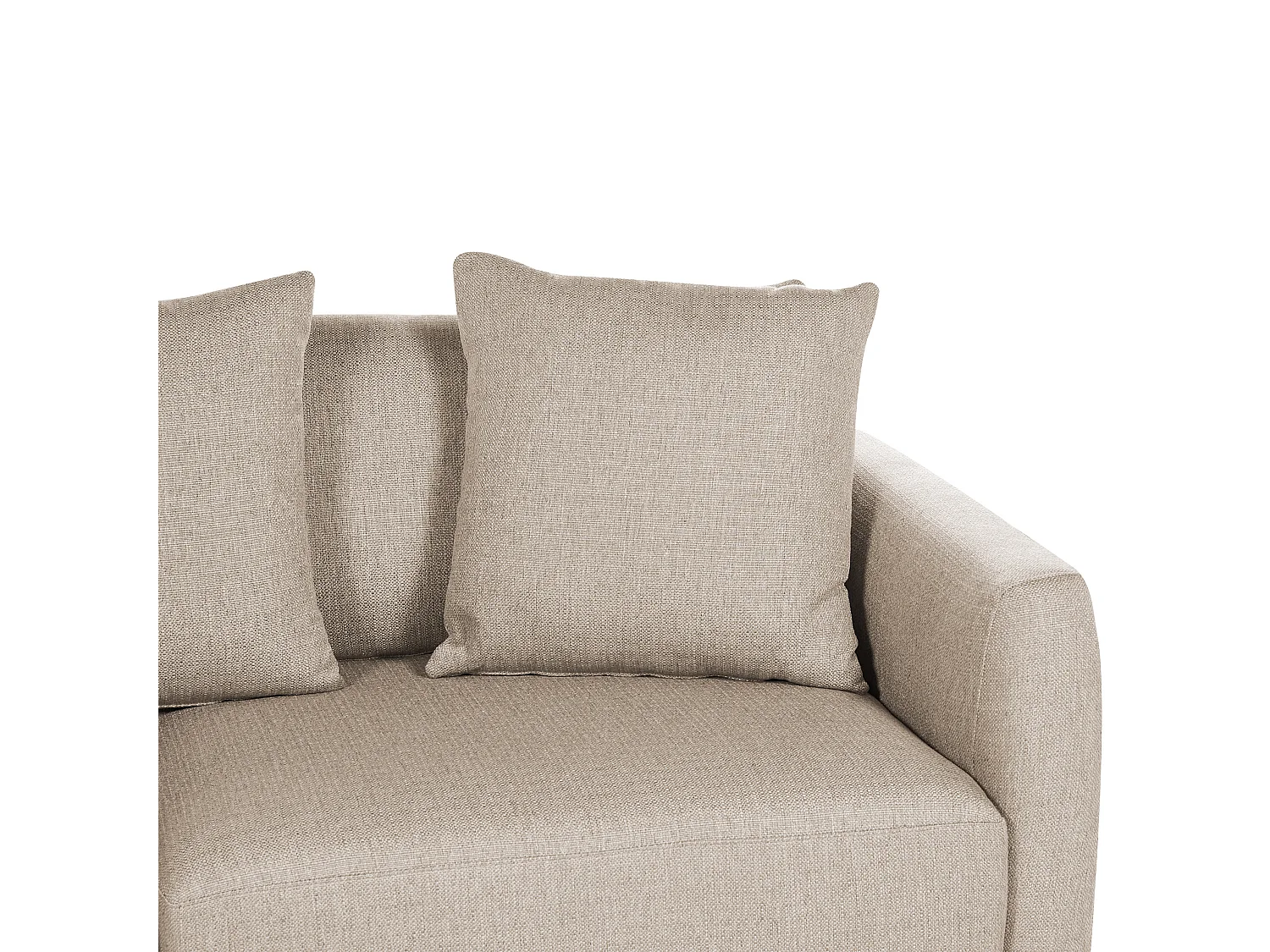 3-Sitzer Sofa Stoffbezug beige mit vielen Dekokissen dicken Sitzkissen