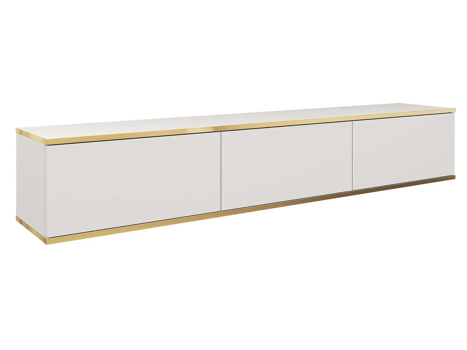 Meuble TV - 175 cm - blanc avec inserts dorés - MUCALMA
