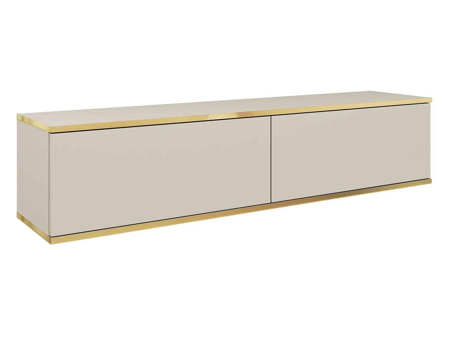 Meuble TV - 135 cm - beige avec inserts dorés - MUCALMA