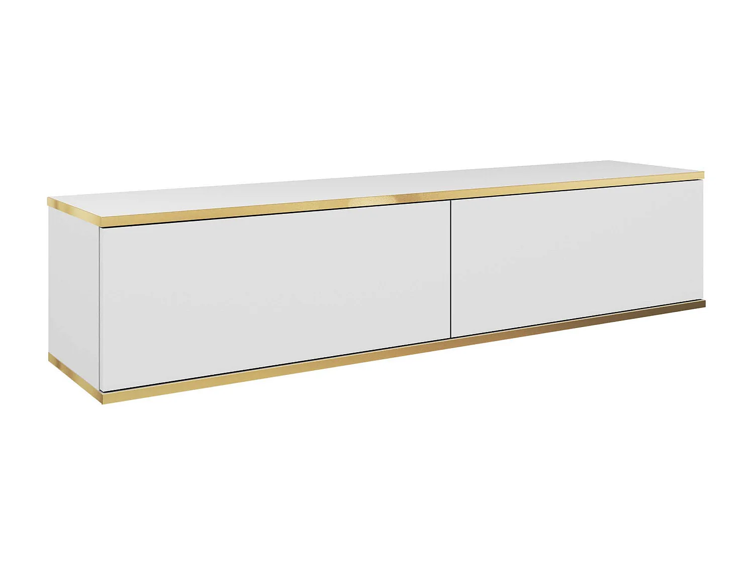 Meuble TV - 135 cm - blanc avec inserts dorés - MUCALMA