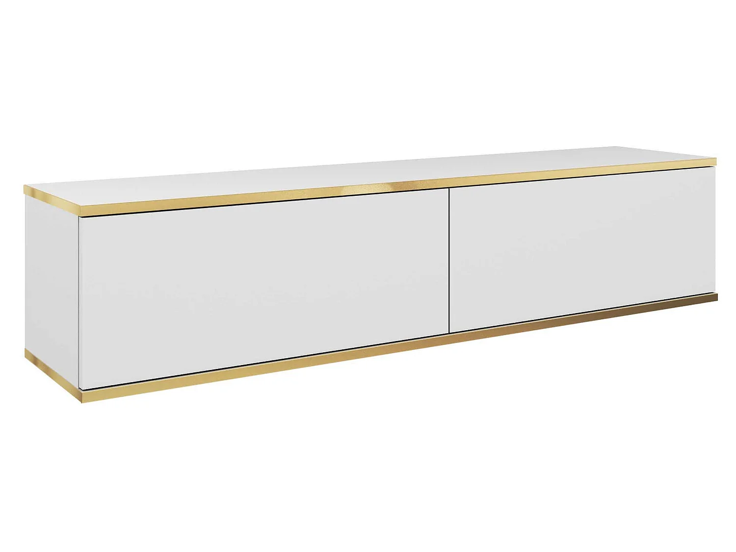 Meuble TV - 135 cm - blanc avec inserts dorés - MUCALMA