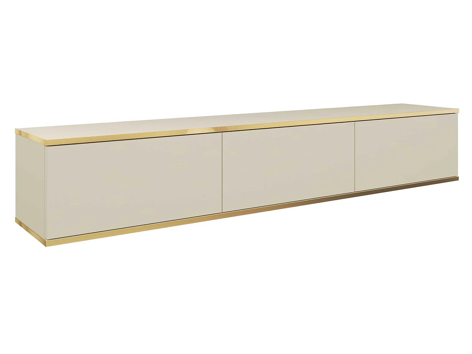 Meuble TV - 175 cm - beige avec inserts dorés - MUCALMA