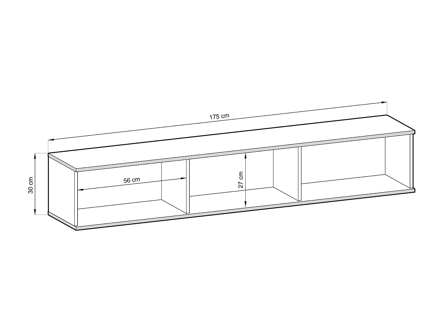 Meuble TV - 175 cm - noir avec inserts dorés - MUCALMA