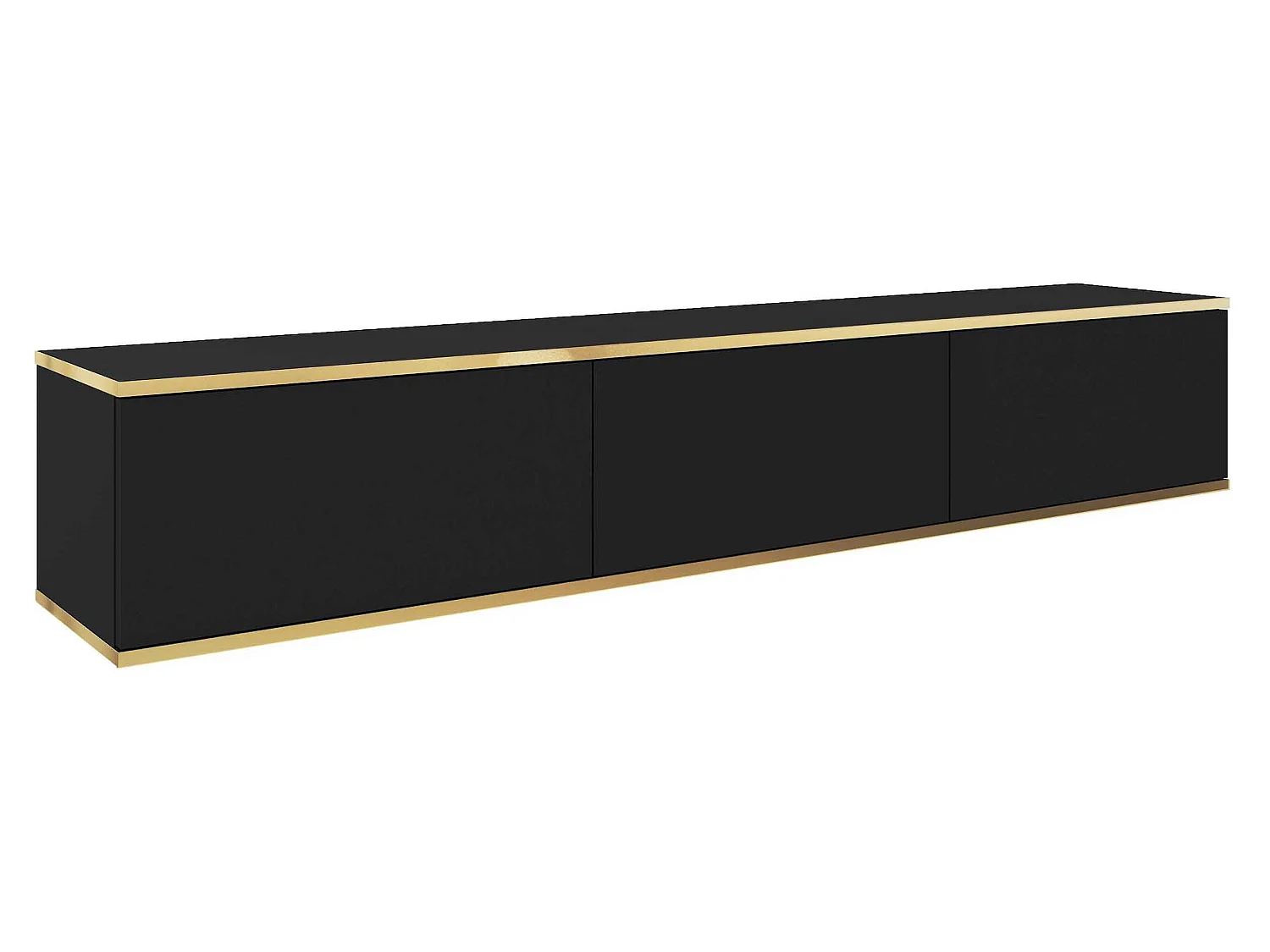 Meuble TV - 175 cm - noir avec inserts dorés - MUCALMA