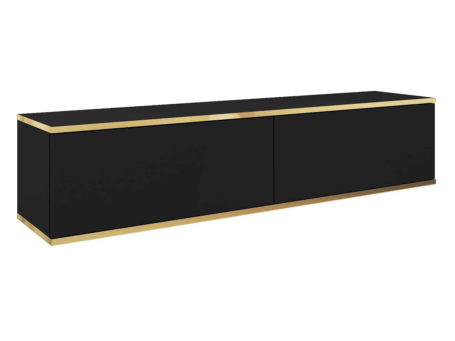 Meuble TV - 135 cm - noir avec inserts dorés - MUCALMA
