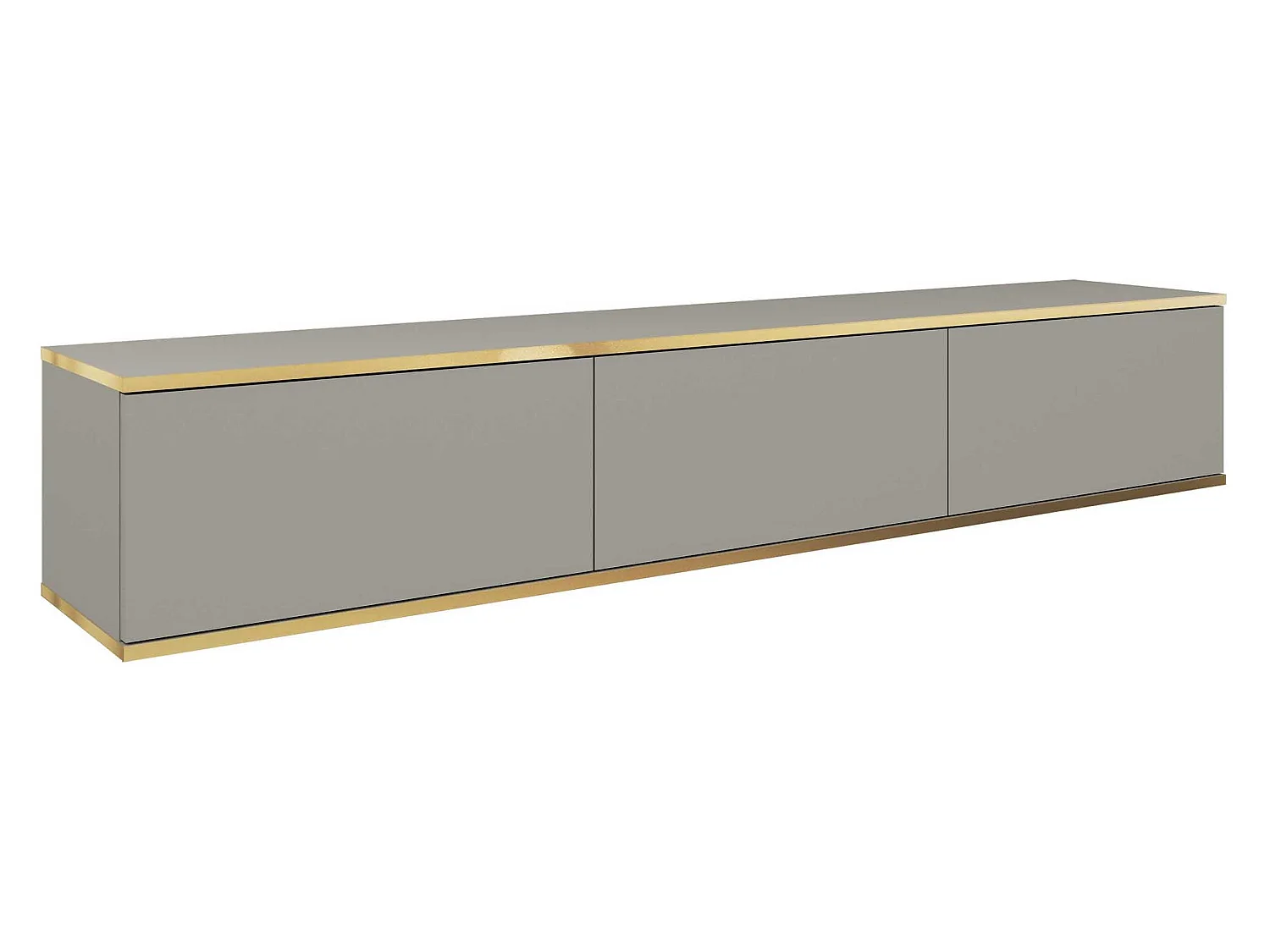 Meuble TV - 175 cm - gris avec inserts dorés - MUCALMA