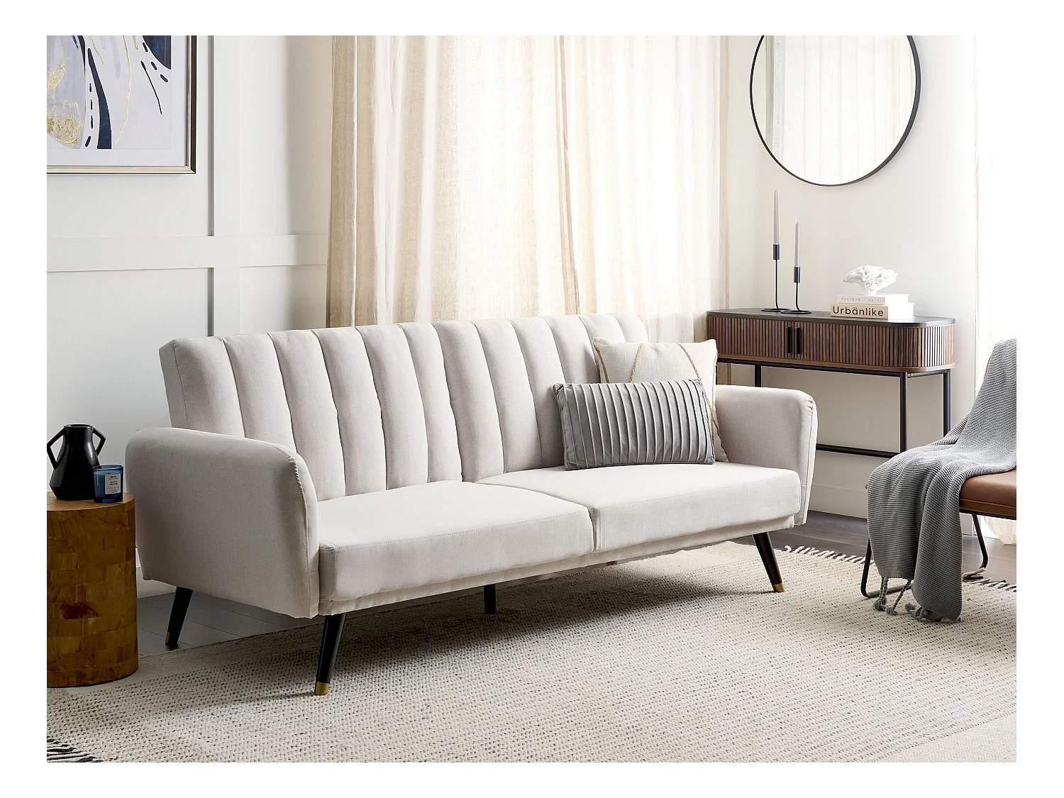 Canapé-lit 3 places VIMMERBY Tissu Beige