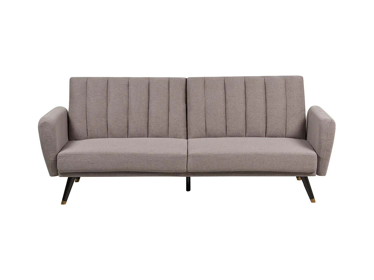 3-Sitzer Schlafsofa Stoffbezug braun gesteppt mit hohen Holzbeinen Glam Vimmerby