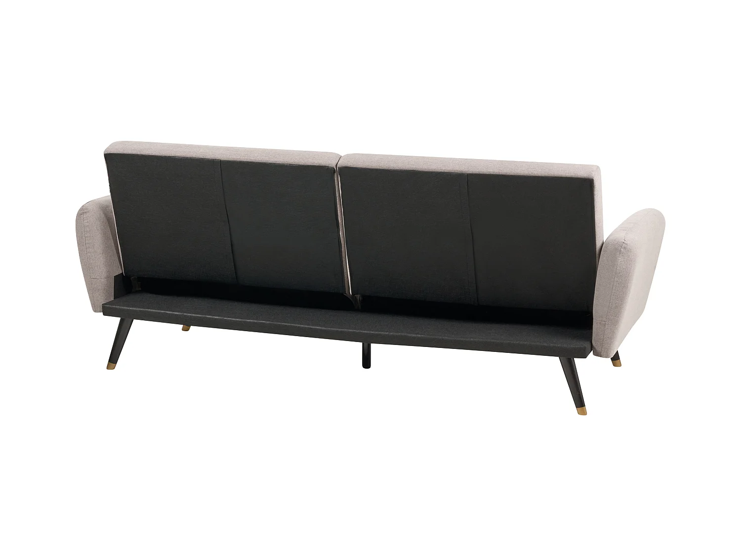 3-Sitzer Schlafsofa Stoffbezug braun gesteppt mit hohen Holzbeinen Glam Vimmerby