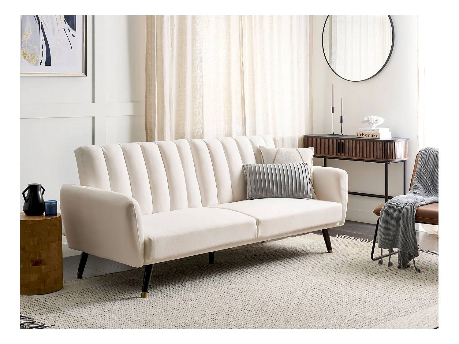 Schlafsofa VIMMERBY Stoff Hellbeige 3-Sitzer
