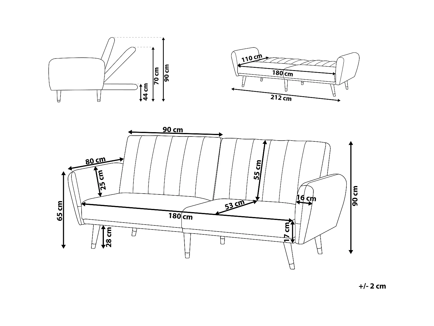Schlafsofa VIMMERBY Stoff Hellbeige 3-Sitzer