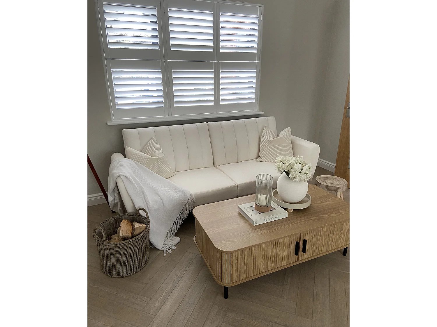 Canapé convertible clic-clac 3 places en coton beige VIMMERBY