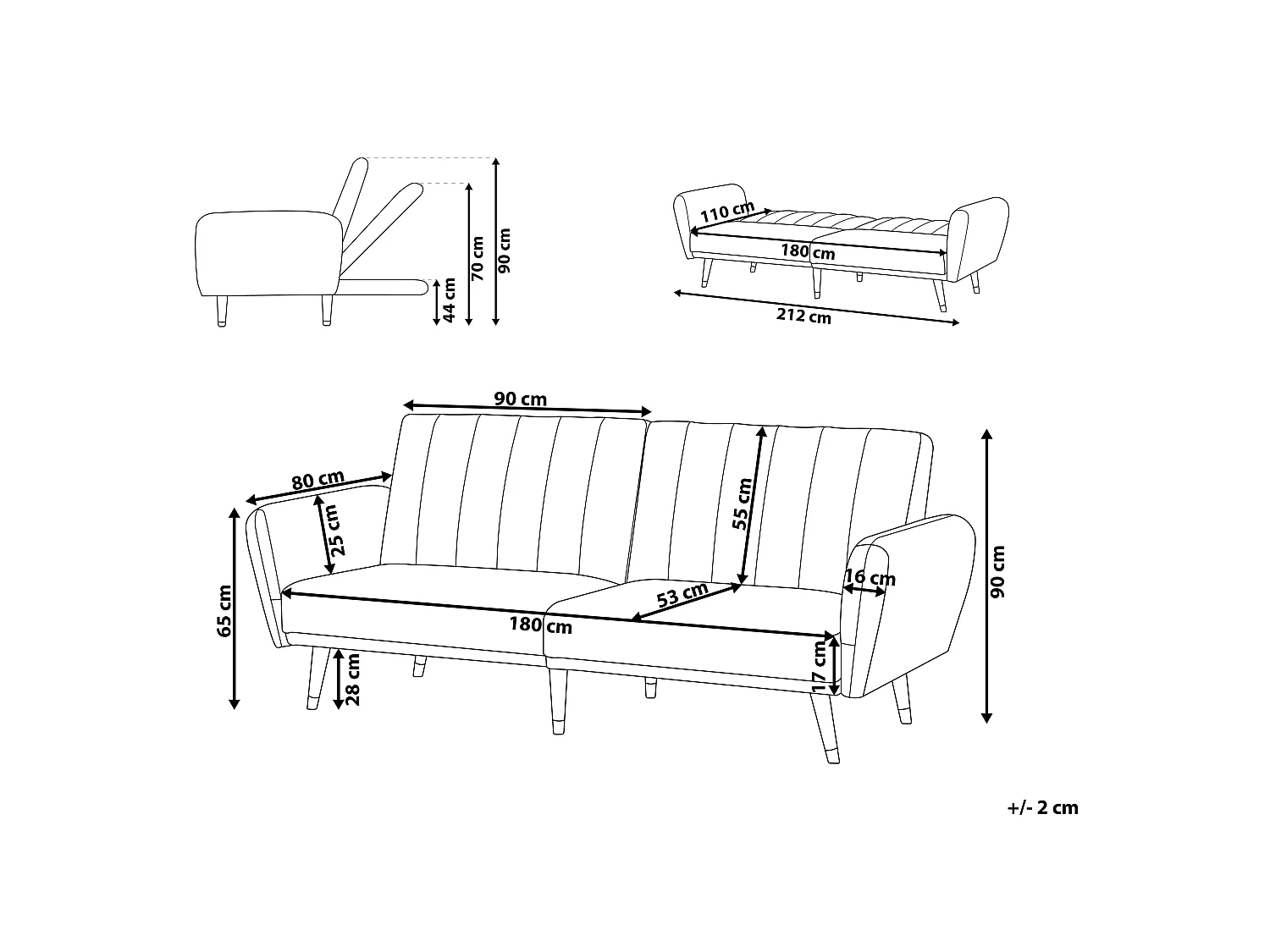 Sofa rozkładana VIMMERBY Jasnobeżowy dla 3 osób