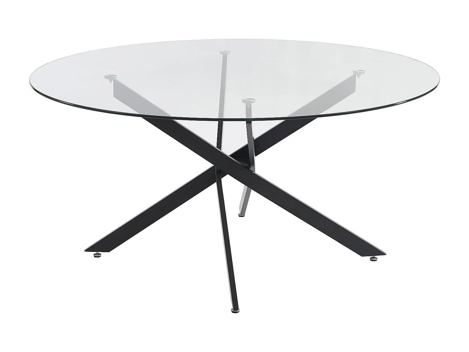 Esstisch rund für 6 Personen - Sicherheitsglas & schwarzes Metall - Transparent - COSIMA