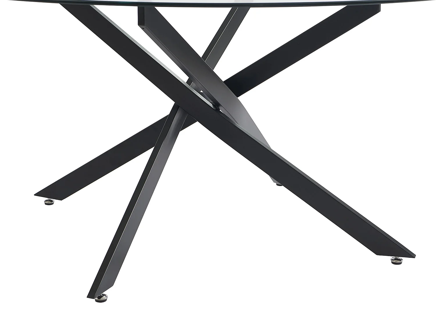 Esstisch rund für 6 Personen - Sicherheitsglas & schwarzes Metall - Transparent - COSIMA