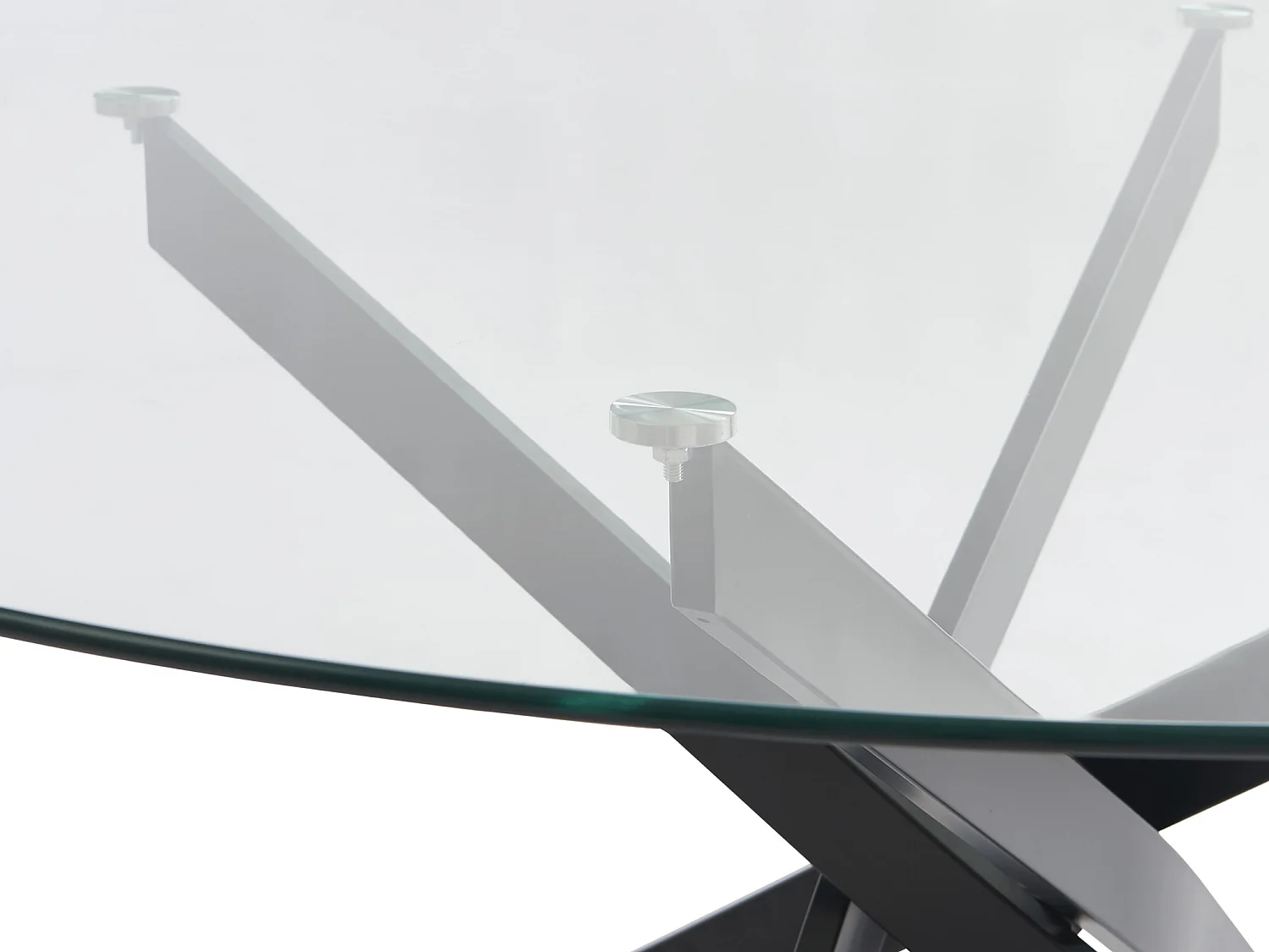 Runt matbord för 6 personer av härdat glas och svart metall - Transparent - COSIMA