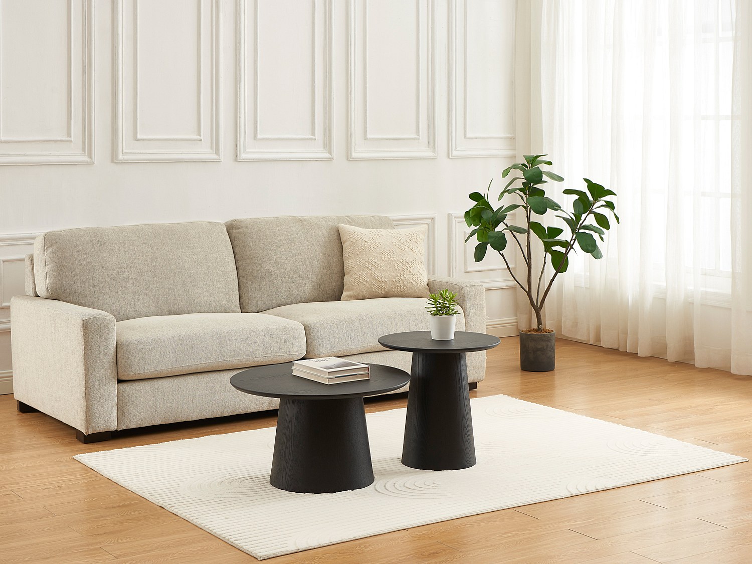 Couchtisch-Set - Eichenfurnier - Schwarz - PIARI günstig online kaufen