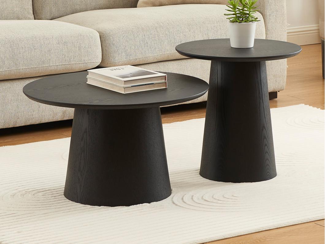 Tables basses gigognes placage chêne - Noir - PIARI