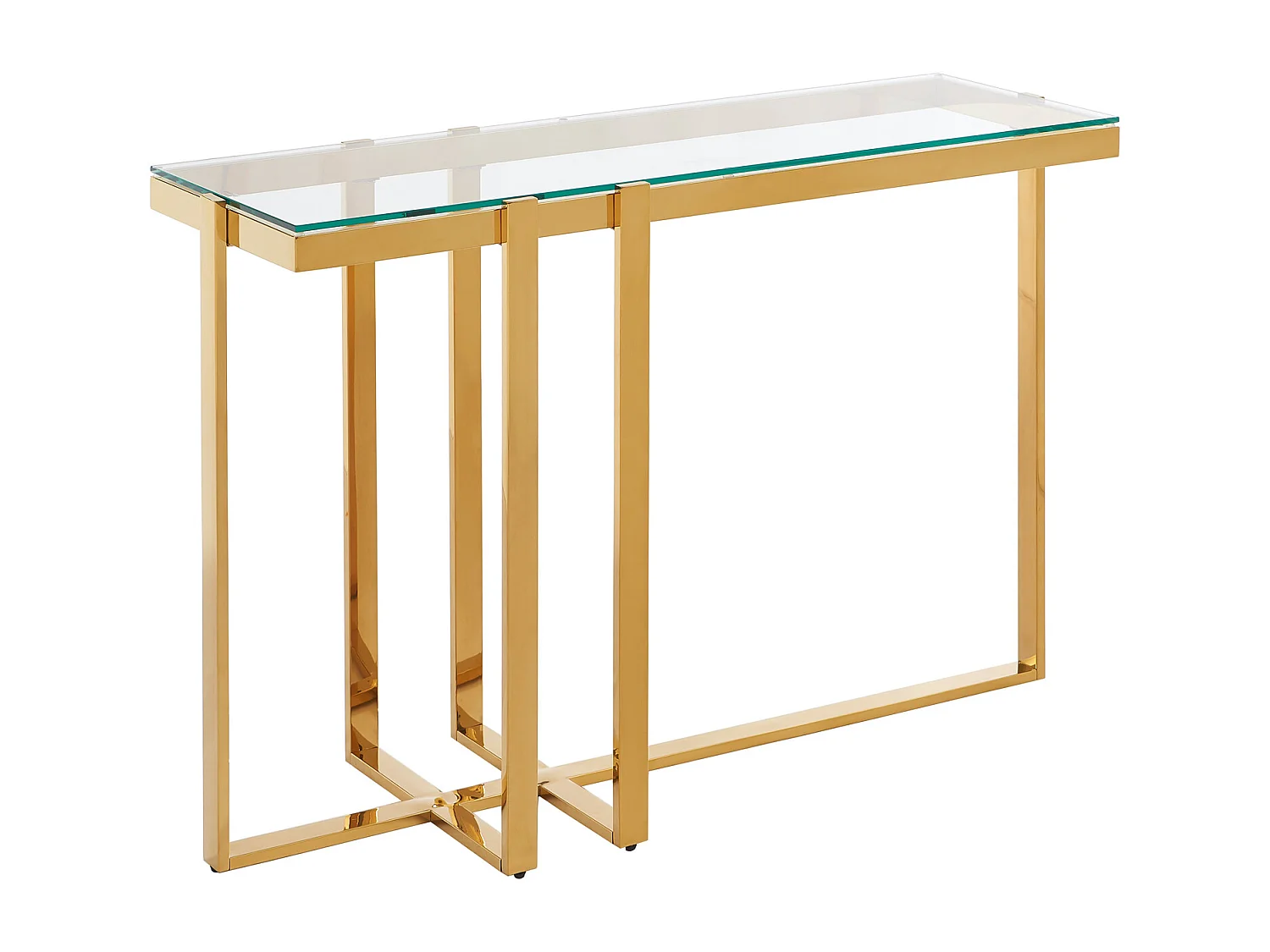 Wandkonsole - Sicherheitsglas & rostfreier Chromstahl - Transparent & Goldfarben - VELETIA von Pascal Morabito