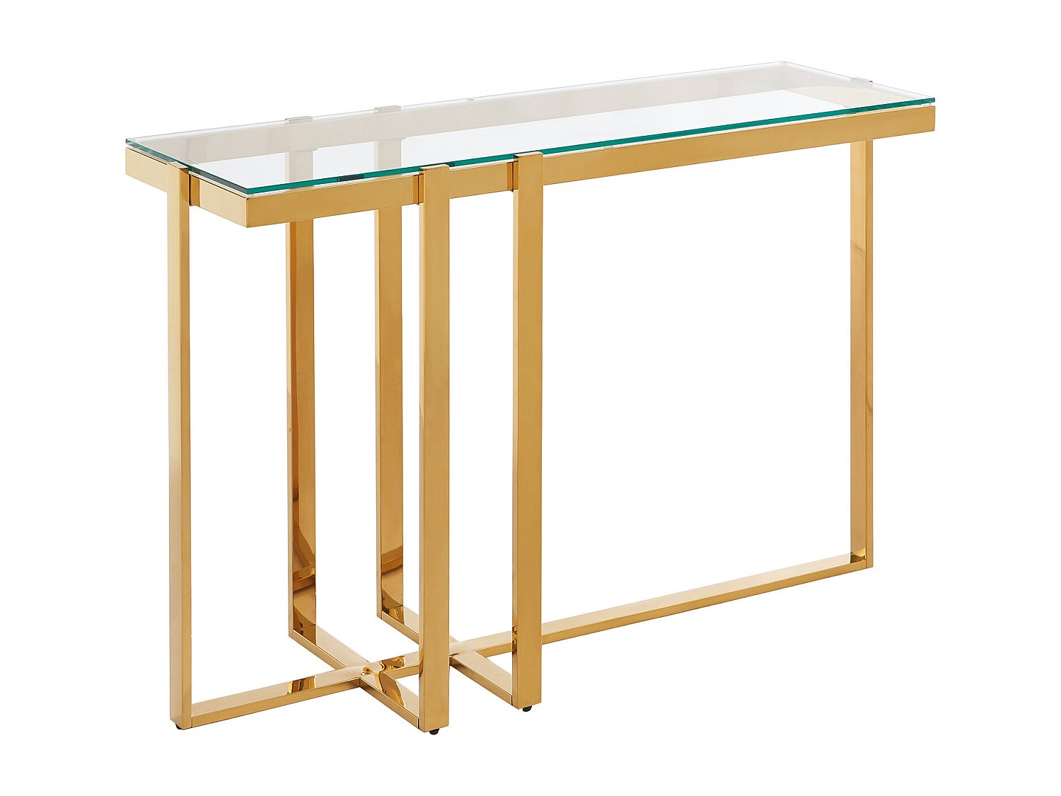 Wandkonsole - Sicherheitsglas & rostfreier Chromstahl - Transparent & Goldf günstig online kaufen