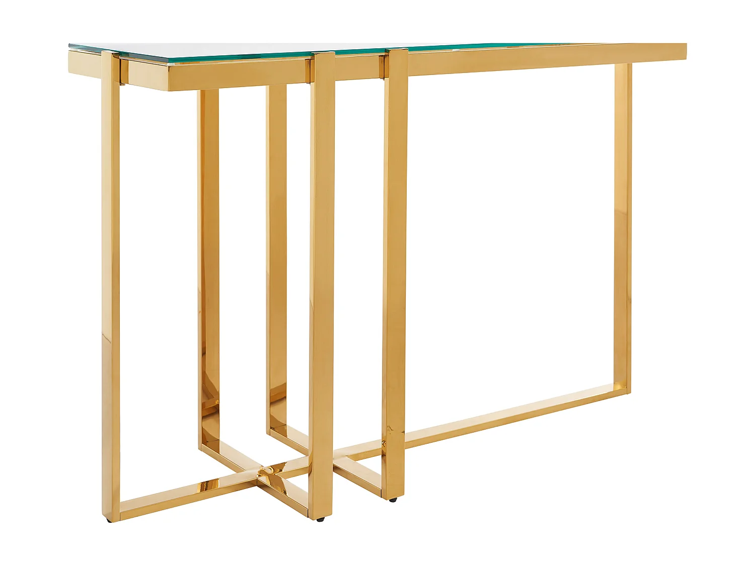 Console en verre trempé et acier inoxydable chromé - Transparent et doré - VELETIA de Pascal Morabito