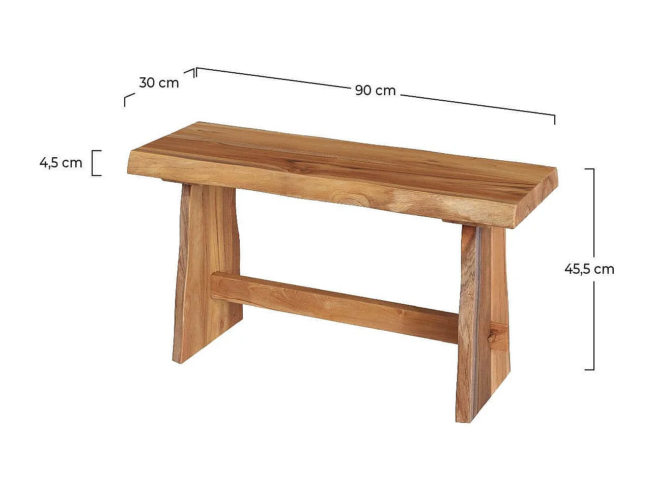 Banc 2 places en bois de teck recyclé 90 cm - Vic