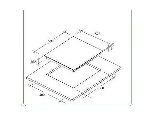 Plaque vitrocéramique CANDY 6500W 59cm, CC64CH