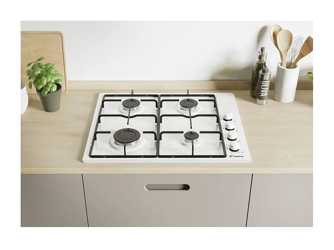 Candy Idea CHW6LWW Piano Cottura da Incasso Gas 4 Fornelli Bianco