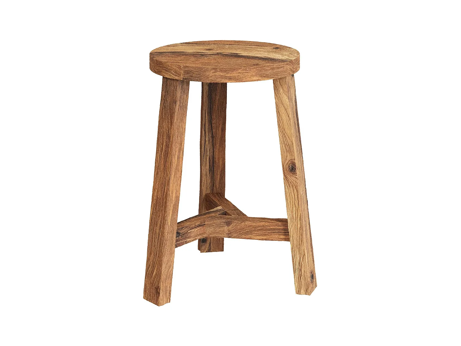 Tabouret rond en bois de teck recyclé H45 cm - Léa