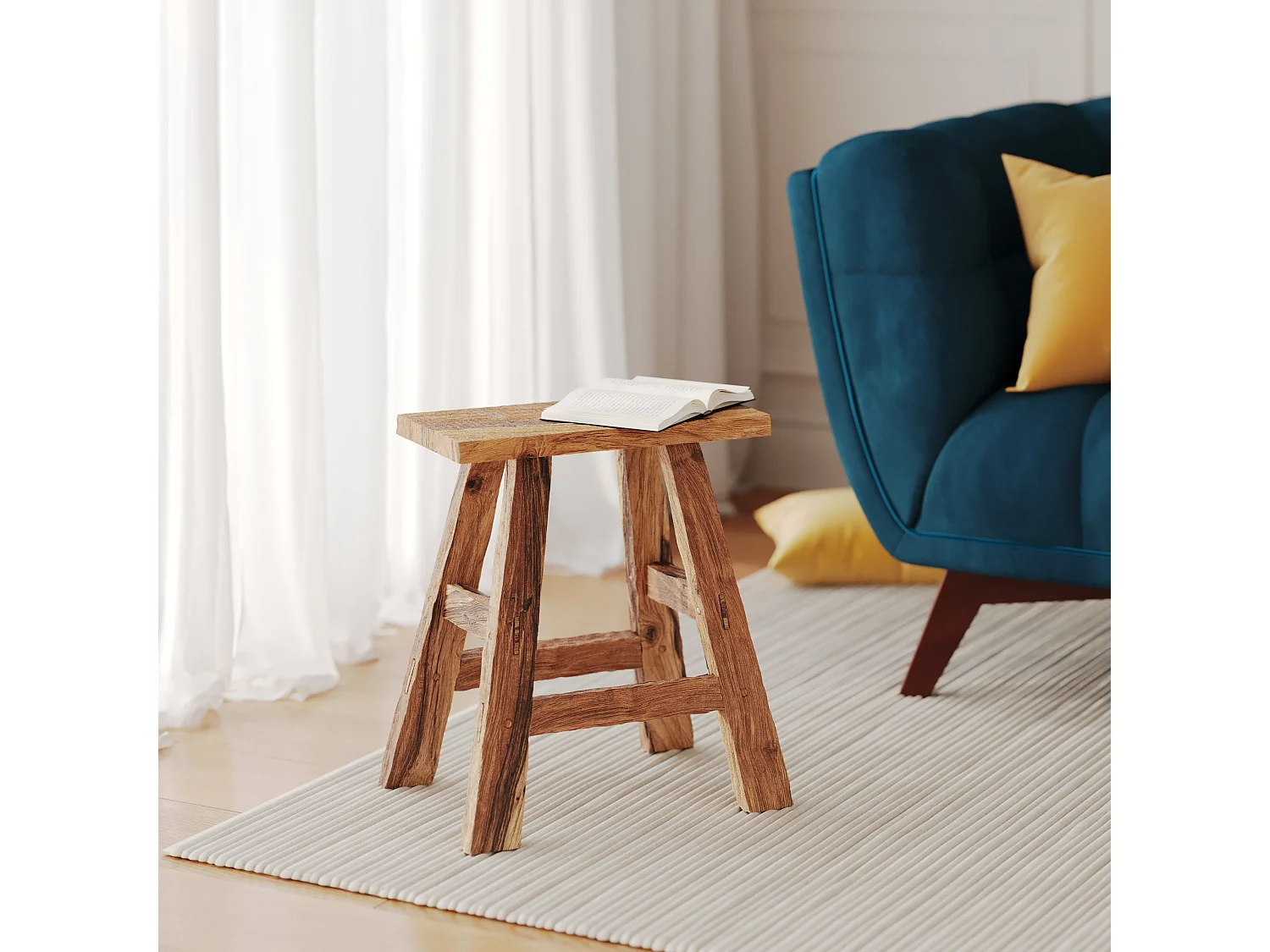 Sgabello in legno di teak riciclato H45 cm - Bob