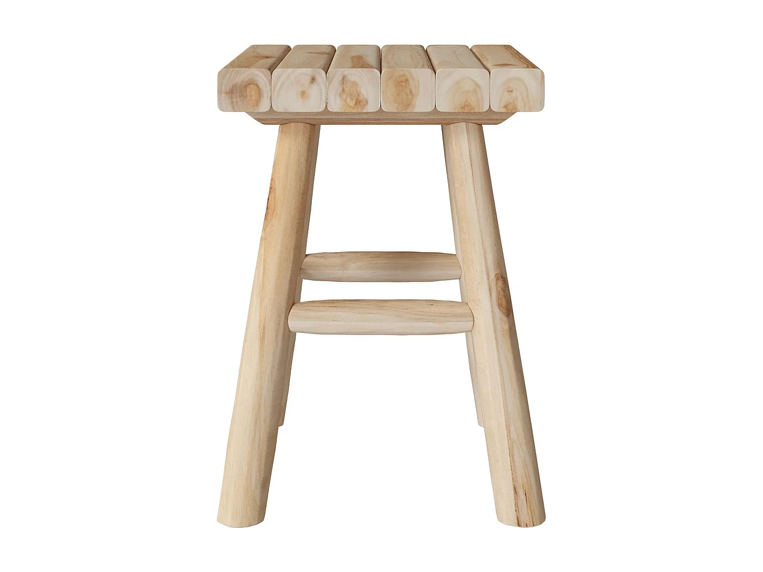 Sgabello quadrato in legno di teak grezzo, altezza 40 cm. - Makam