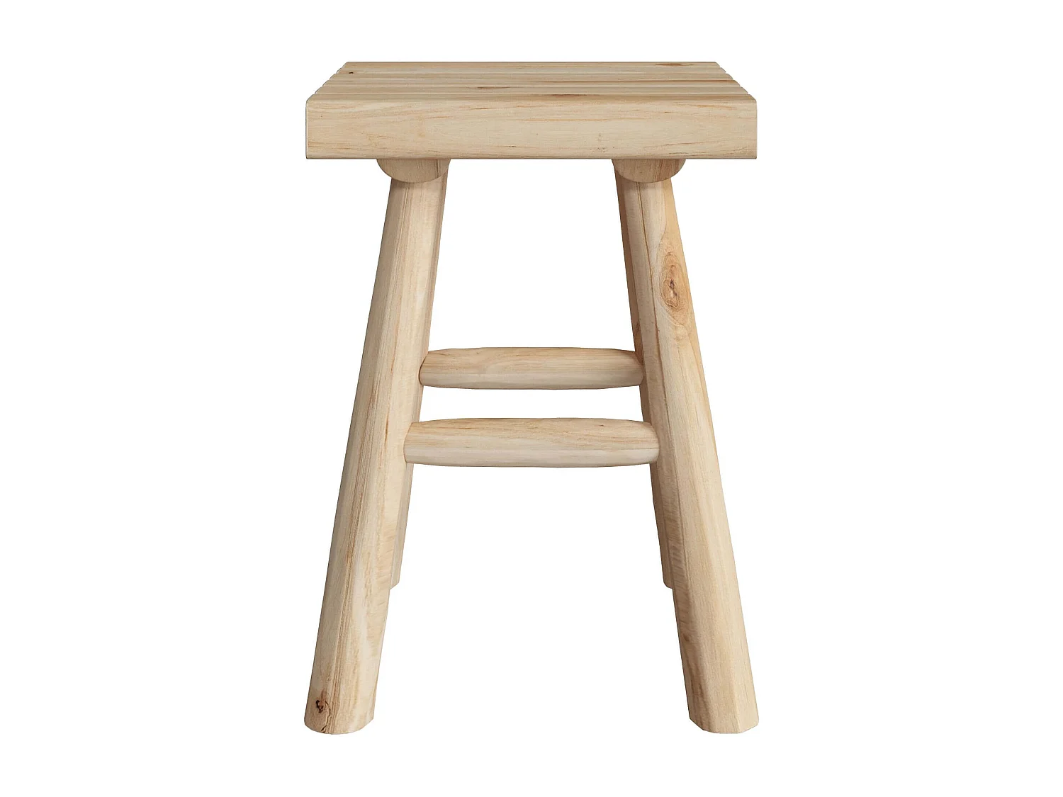 Sgabello quadrato in legno di teak grezzo, altezza 40 cm. - Makam