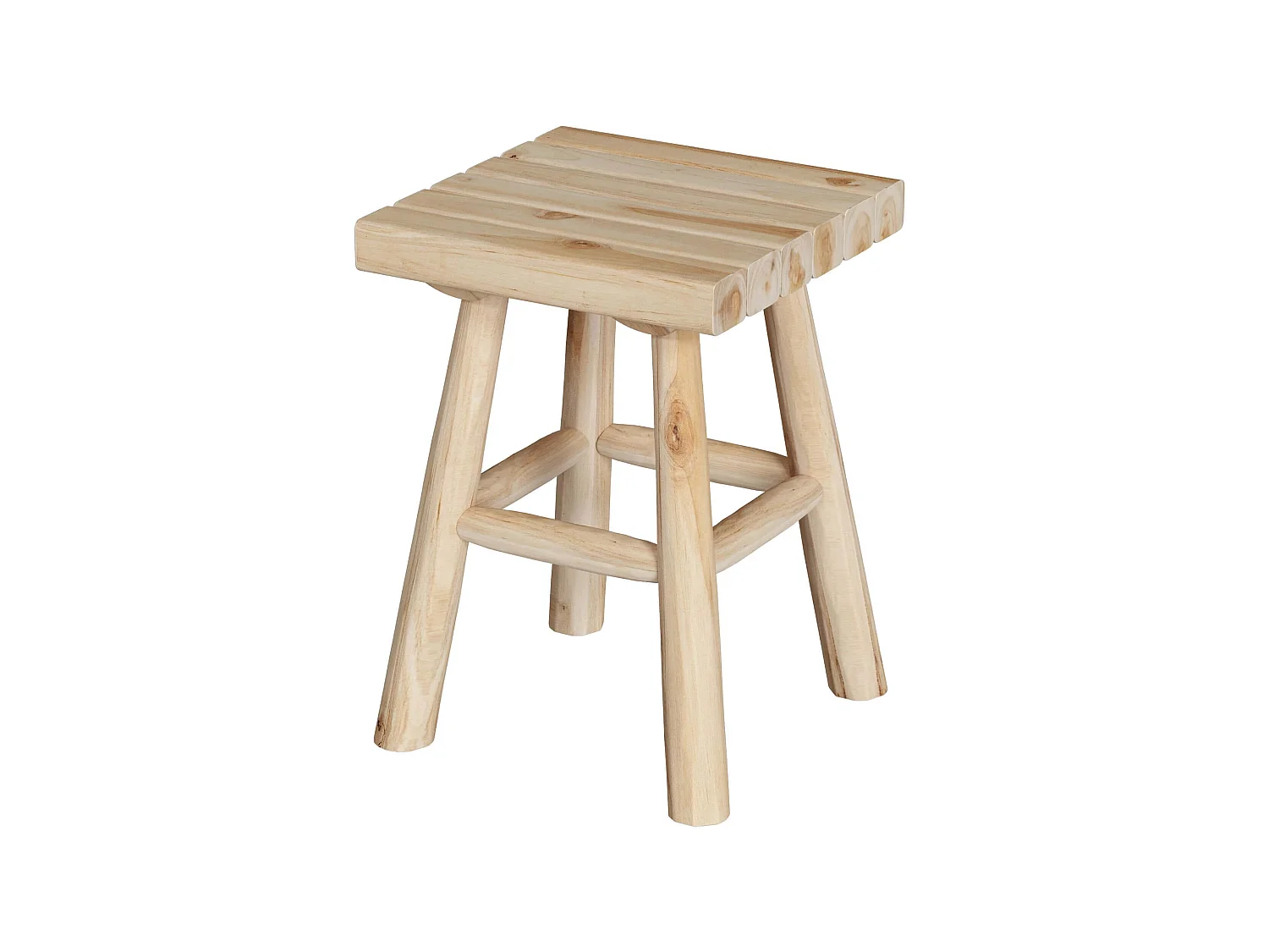 Sgabello da giardino quadrato in legno di teak grezzo H40 cm - Makam