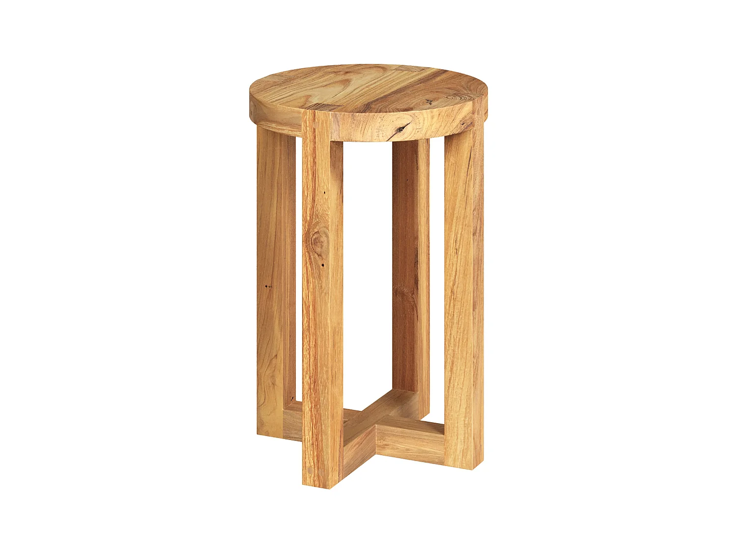 Tabouret rond en bois de teck recyclé H45,5 cm - Noé