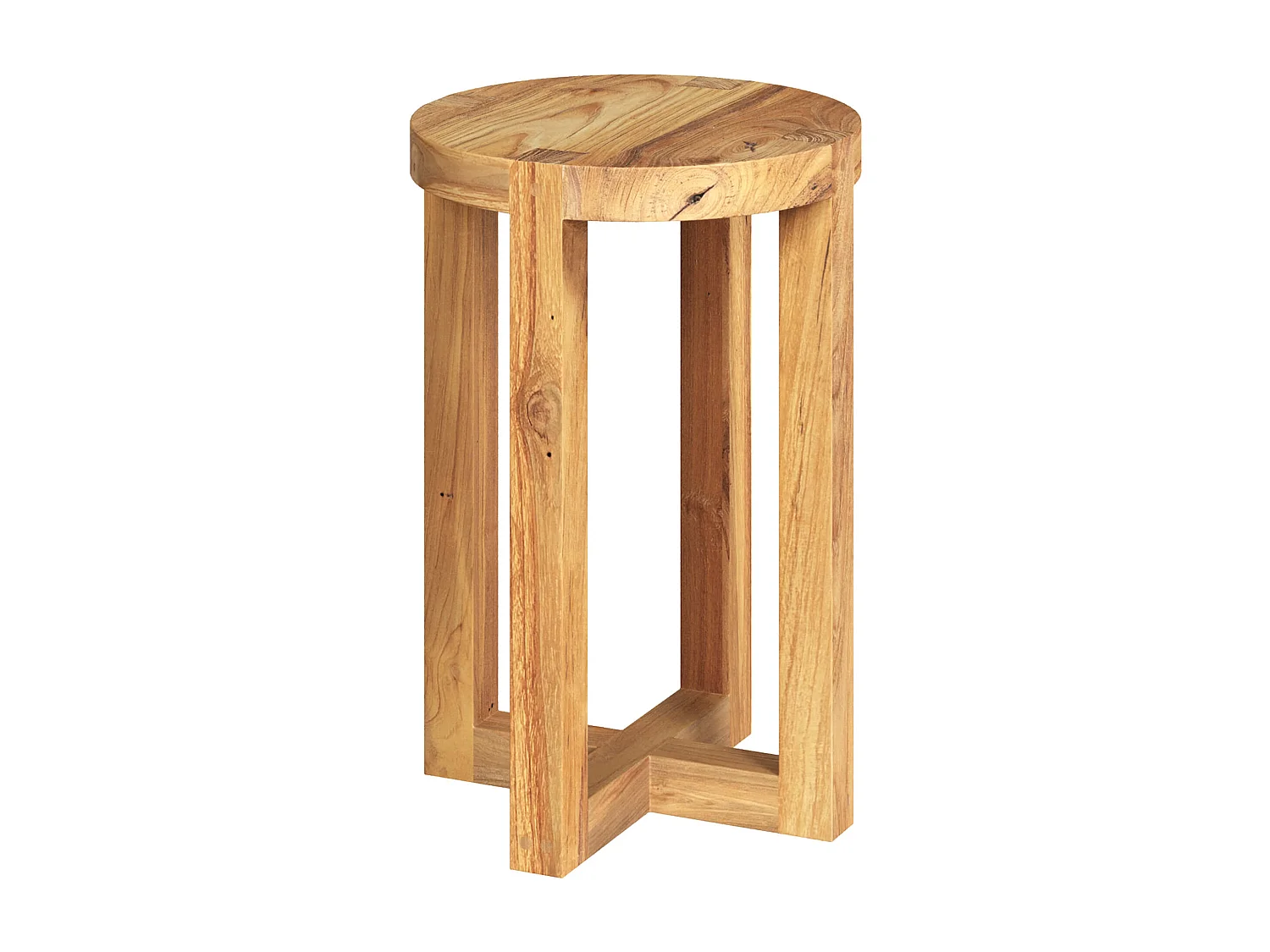 Sgabello rotondo in legno di teak riciclato H45,5 cm - Noé