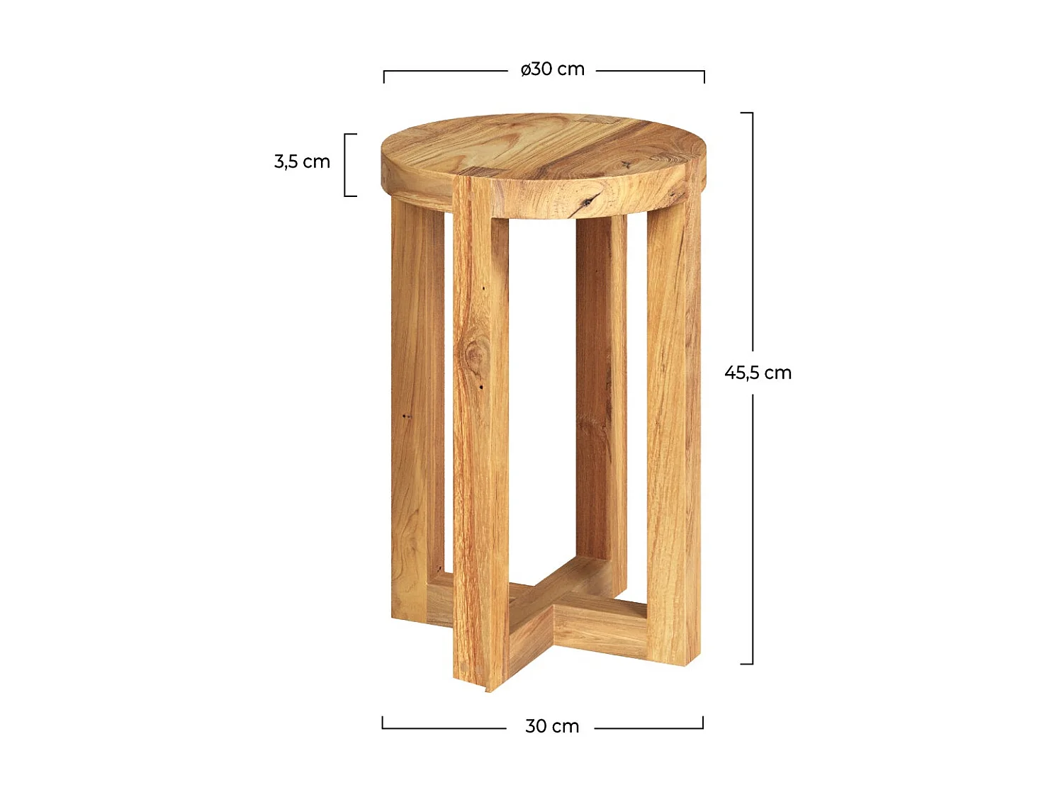 Sgabello rotondo in legno di teak riciclato H45,5 cm - Noé
