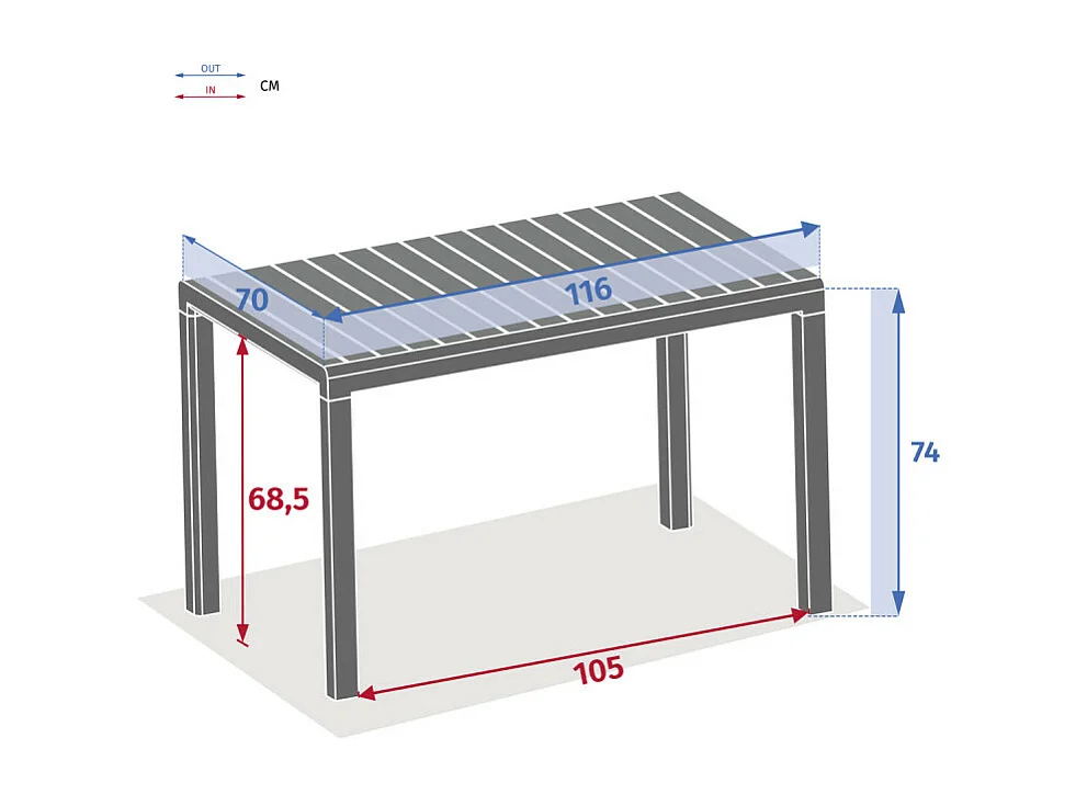 Table de jardin fixe 4 places Ayora graphite Hespéride