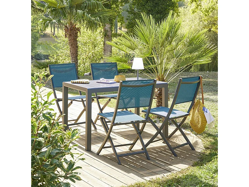 Table de jardin fixe 4 places Ayora graphite Hespéride