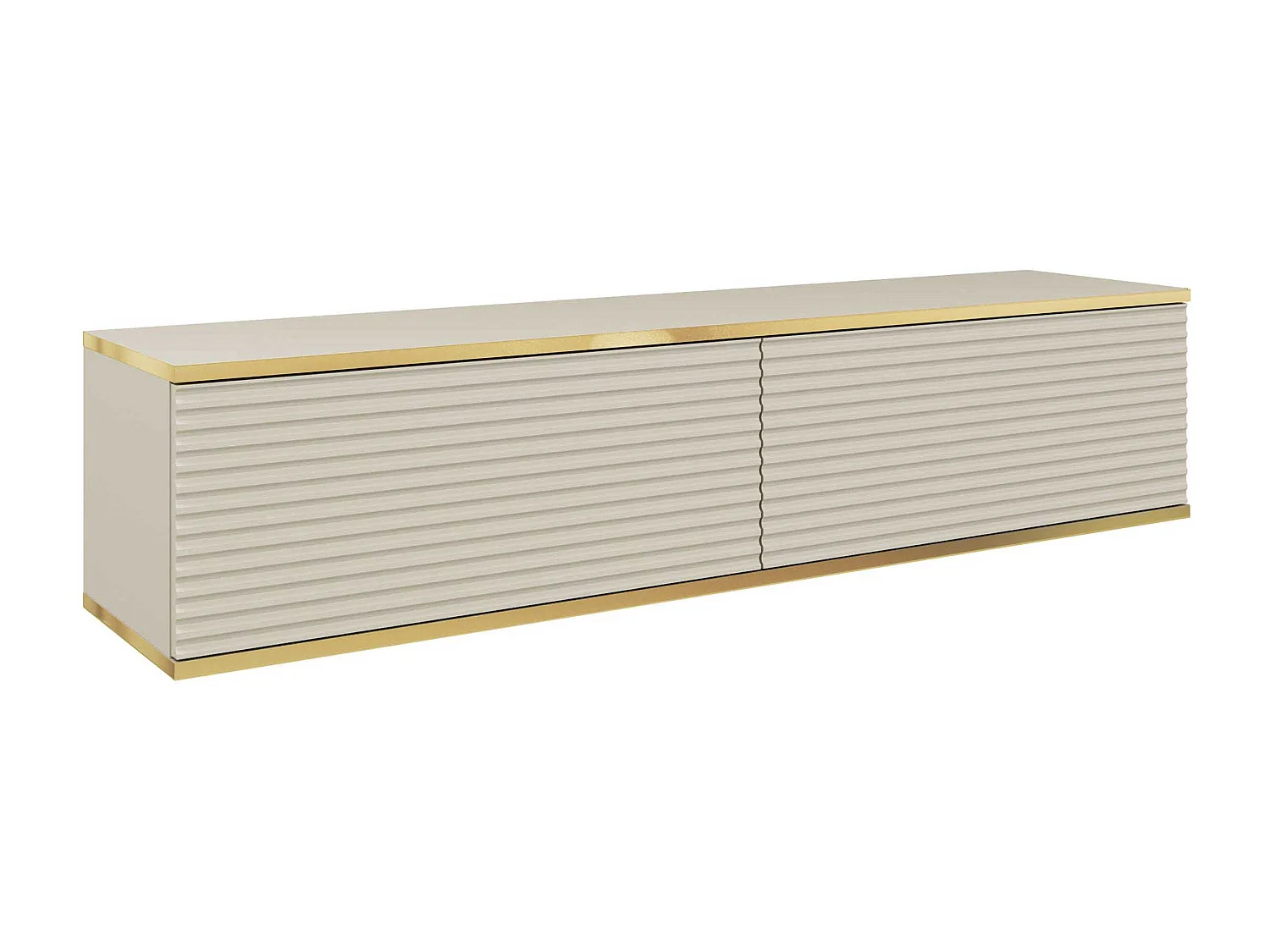 TV-meubel - 135 cm - lamellenfront - beige met gouden inzetstukken - MUCALMA