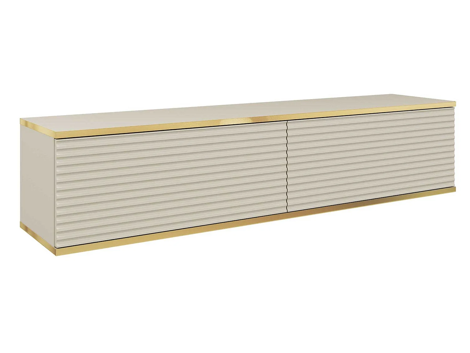 TV-meubel - 135 cm - lamellenfront - beige met gouden inzetstukken - MUCALMA