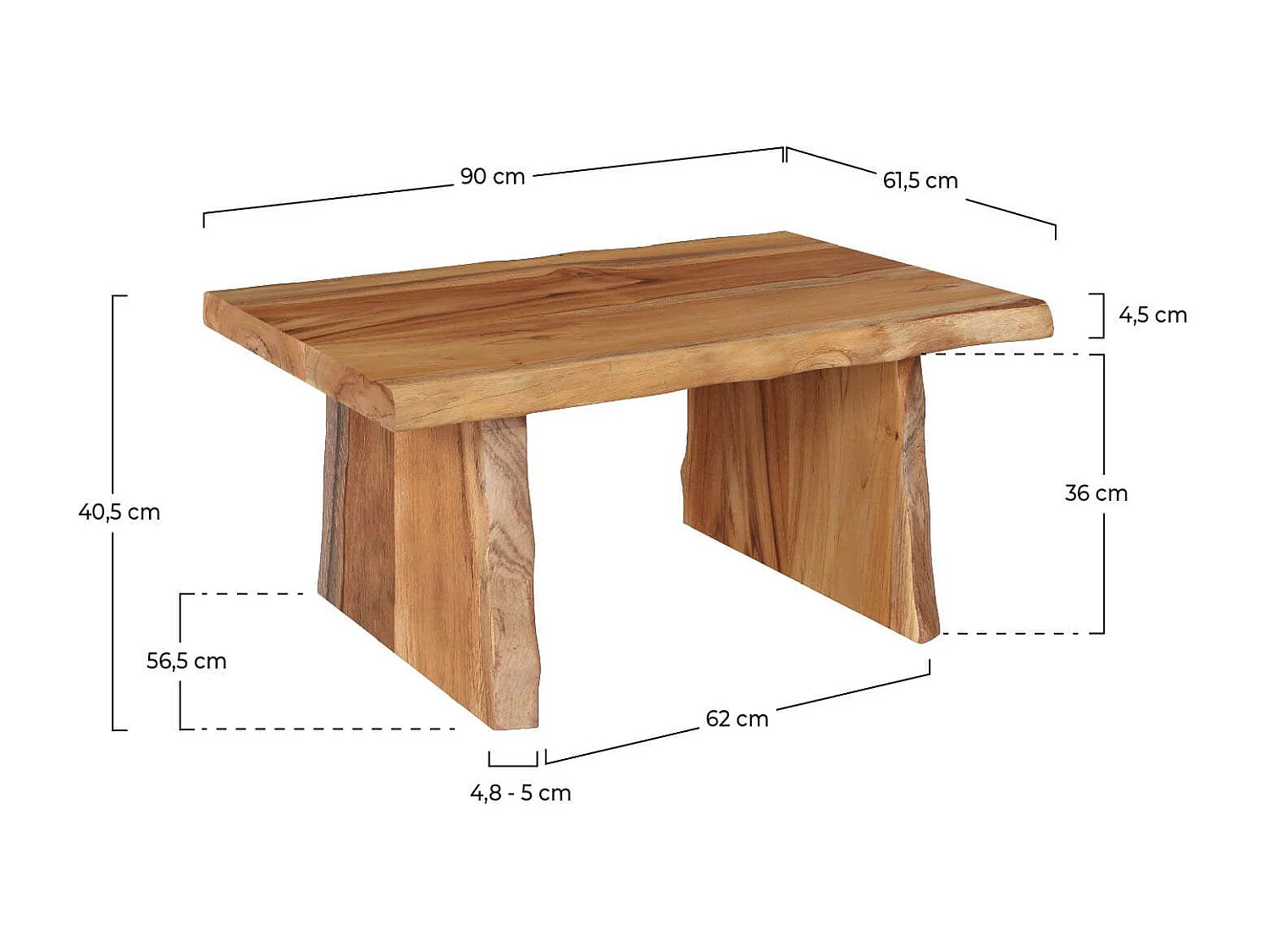 Table basse rectangulaire en bois de teck recyclé - Suzy