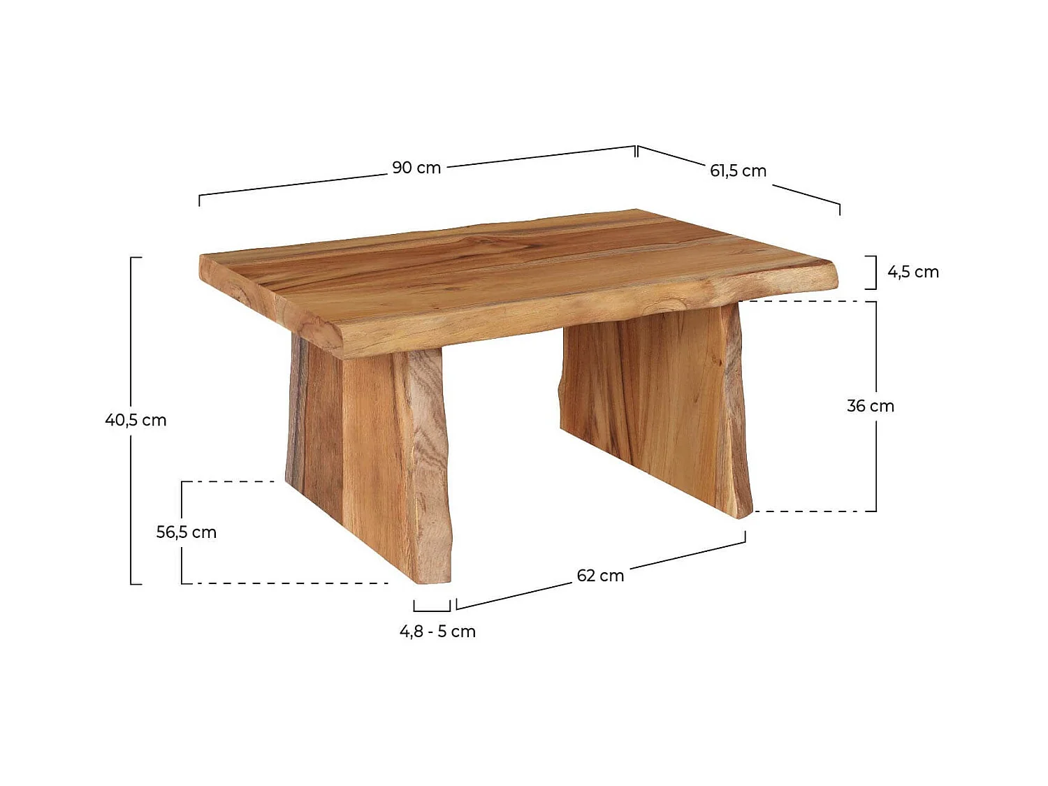 Tavolino rettangolare in legno di teak riciclato - Suzy