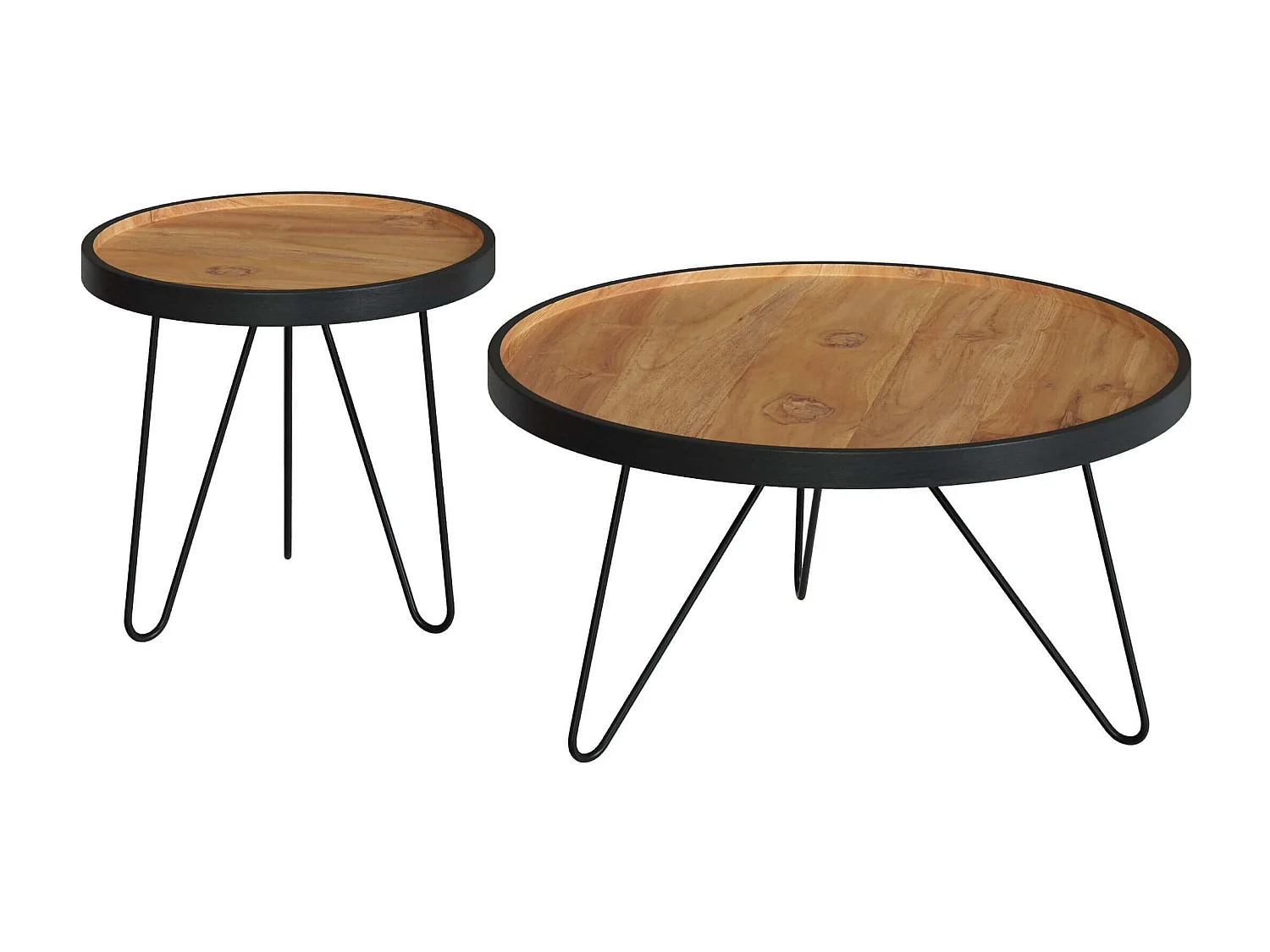 Tables gigognes en bois de teck recyclé et pieds en métal (lot de 2) - Bao