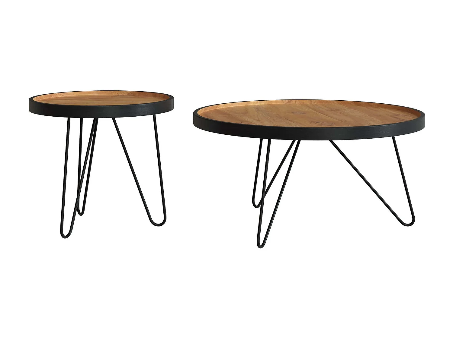 Tables gigognes en bois de teck recyclé et pieds en métal (lot de 2) - Bao